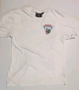 Original REBEL VENGEANCE White Graphic Tee T Shirt Skull Skeleton Size Large